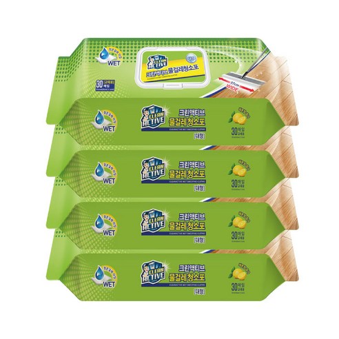 [OKㅣ강추] 크린액티브 대형 평량 70g 물걸레 청소포(30매) 4팩: 깨끗하고 편리한 청소를 위한 필수품 [OKNOWㅣ추천상품]