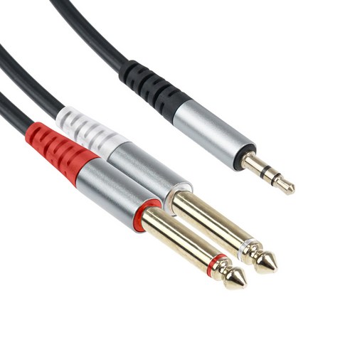 BF259 Coms 스테레오 3.5mm to 모노 6.5mm 2분배 오디오 케이블 1.5m / Stereo to Mono x2 사운드, 2개