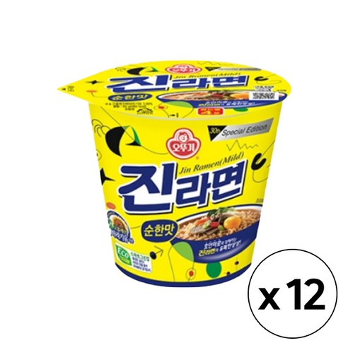 오뚜기 진라면 순한맛 소컵 65g, 12개