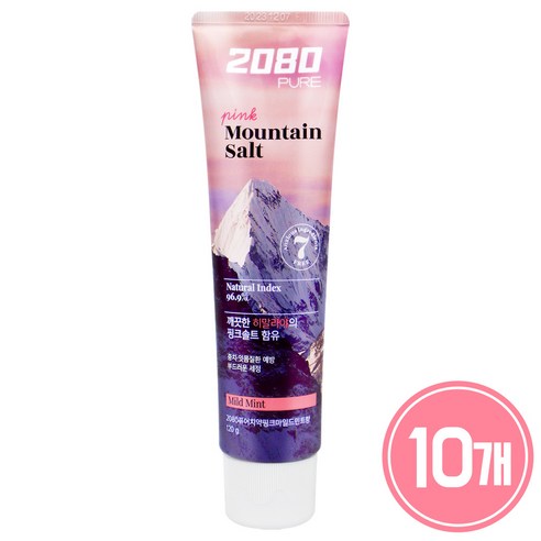 2080 핑크솔트 마운틴 퓨어 플러스 치약, 120g, 10개