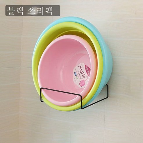ZZJJC 펀치리스 세숫대야 선반 가정용 벽걸이 수건걸이 화장실 세숫대야 수납 선반, 베이직 노커[블랙 3매]