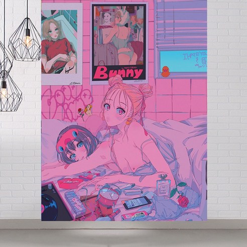패브릭포스터 숙소 침실 인테리어 소품 INS 큐티 침실 장식 그림, 색상 1