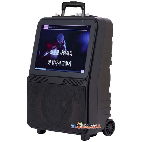서영 AV-1000 모니터탑재 충전식 휴대용 이동식 올인원노래방 풀세트 2만곡내장 캠핑카노래방 찬송가반주기