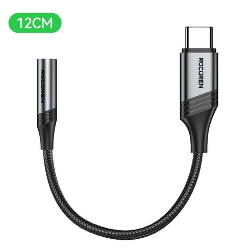 Rocoren 오디오 C타입 to AUX 케이블 차량용 옥스선 usb c타입 to 3.5 이어폰 싱글 젠더 C타입 AUX 차량용 3.5mm 케이블 1m 2m 3m, 120mm