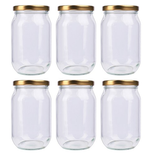 가인글로벌 고려쨈580 유리병 러그캡 골드, 6개, 470ml