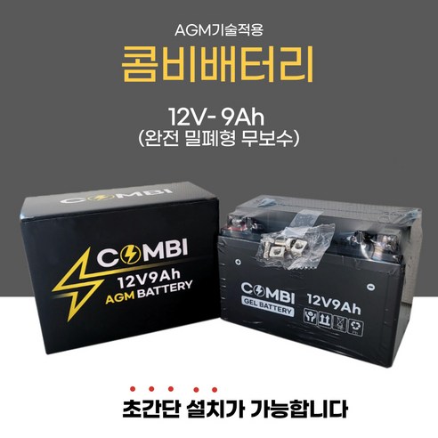 포르테 CA110 딩크125 버그만 미라쥬250 밀폐형 무보수 AGM 배터리 12V 9A, 콤비배터리9A, 1개