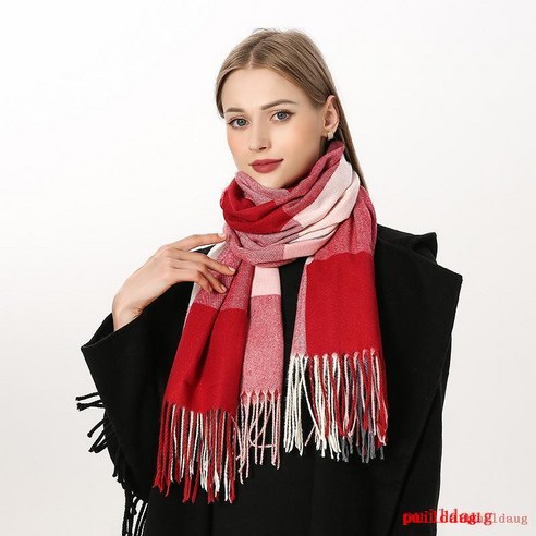 가을과 겨울 격자 무늬 스카프 여성의 긴 따뜻한 스카프