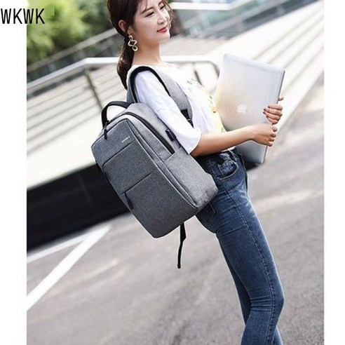 WKWK .컴퓨터 백팩.컴퓨터 가방.백팩 Lenovo Wake Dell Wake 대학생 연상.두께 증가 주전자 주머니 충전 가능 검은색, 15.6 더 두꺼운 주전자 주머니 충전 가능 회색