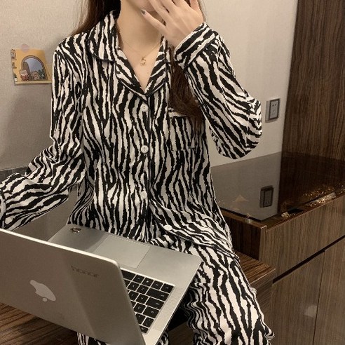 KORELAN 봄 2022 패션 긴팔 카디건 잠옷