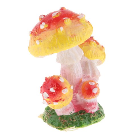 ST SHOP 미니어처 버섯 입상 마이크로 조경 가든 아트 장식, 레드 4 헤드, 3.5x3x5 cm, 수지