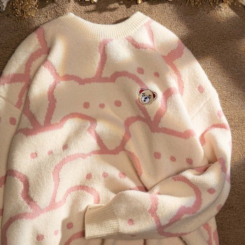 KORELAN 커플룩 귀여운 곰돌이 소프트 찹쌀 스웨터