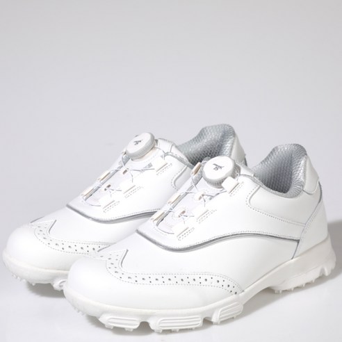 엠엔엑스15 여성용 키높이 스파이크 가죽 윙탑 보아 스파이크리스 골프화 MG027