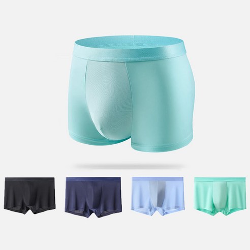 남성용 드로즈 초경량 아이스 노라인 심리스 스판 여름 팬티 4종 세트 Men''s Underpants