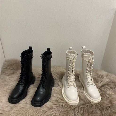 마틴 부츠 2021 새로운 가을 바닥 짧은 부츠 여성 신발 화이트 부츠