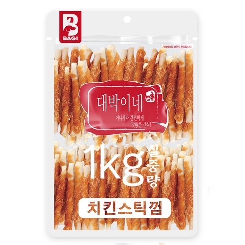 대박이네 실중량 1kg 대용량 강아지간식 애견간식, 오리스틱껌1kg, 1개