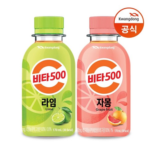 광동 비타500 pet 170ml 라임 6입 + 자몽 6입/비타민c/음료수, 없음, 12개