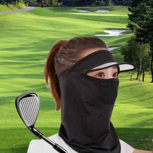 해피엘라 여성 골프마스크 자외선차단 냉감 햇빛가리개 썬캡 일체형 뒷목가리개 메쉬 마스크, 블랙, 1개