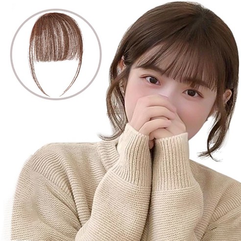 조이스프리 앞머리 붙임머리 헤어 피스 부분 똑딱이 가발, 라이트브라운