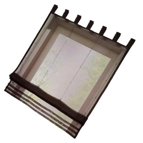 로마 커튼 백색 투명한 Voile 창 그늘은 거는 반복을 가진 패널을 가립니다, 커피 100 × 155cm, 설명