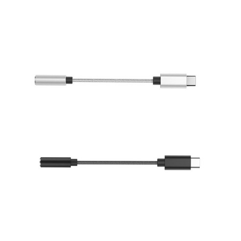 핸드폰용 2Pcs Type C ~ 3.5mm 오디오 어댑터 헤드폰 잭 커넥터, 12.5cm 길이, TPE 꼰 와이어 알루미늄 합금, 블랙+실버