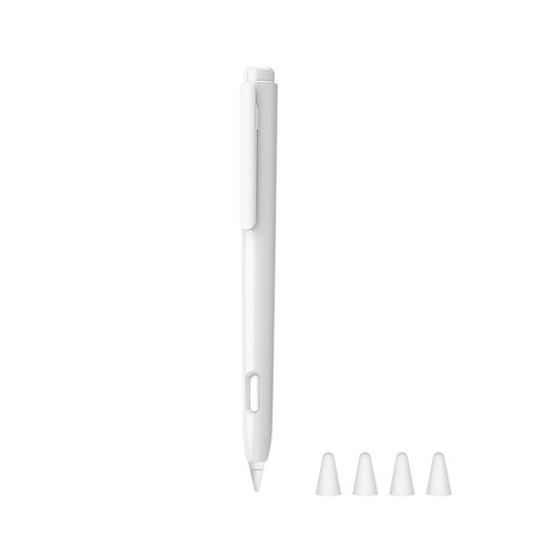 제이로드 애플펜슬 2세대 똑딱이 케이스 + 실리콘 펜팁캡 4P, 화이트