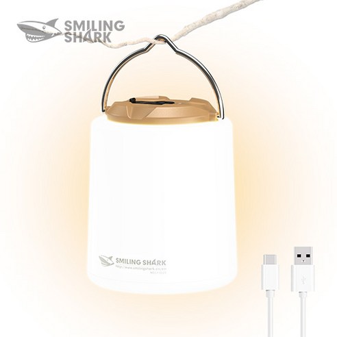 SmilingShark 공식스토어 캠핑랜턴 충전식 LED 캠핑조명 차박 캠핑무드등 인테리어 감성랜턴 밝기조절 방수성 등산 텐트 미니램프, 화이트, 1개