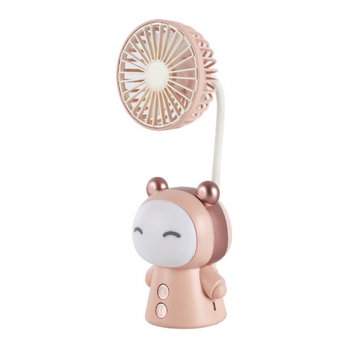 멀티 충전식 무선 LED 무드등 스탠드 USB 미니 선풍기, 분홍색