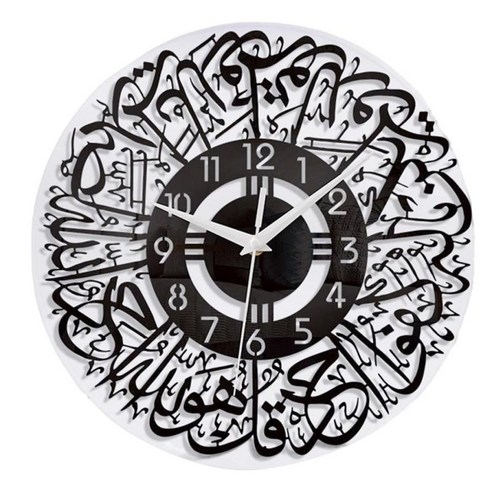 이슬람 벽시계 라마단 선물 이슬람 석영 홈 거실 장식, 검은 색, 아크릴