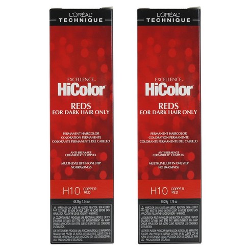 로레알 하이컬러 레드 포 다크 헤어 온리 49.29g, H10 Copper Red, 2개