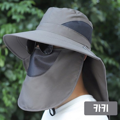 스노우핏팅 자외선차단 모자 통기성 마스크, 카키