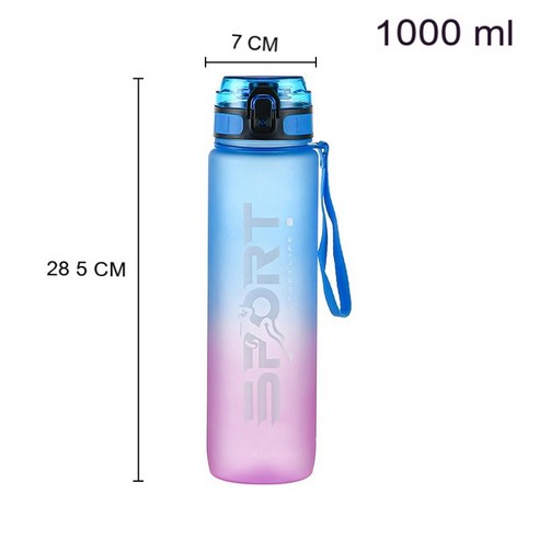 Onllyer 1000ml 대용량 물병 바운스 커버 시간 규모 알림 야외 스포츠 휘트니스에 대 한 휴대용, 하나, violet