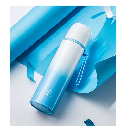 로프 머그잔 간단한 스테인레스 스틸 진공 머그잔, 그라데이션 스카이 블루, 350ml