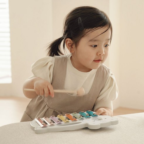 폴라비 원목 북극곰 유아 소근육발달 실로폰 교구 장난감, 1개