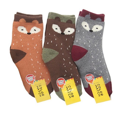 사랑스러운 여우 디자인의 포근한 아동용 말랑여우 통파일 양말로 우리 아이 발을 따뜻하게!