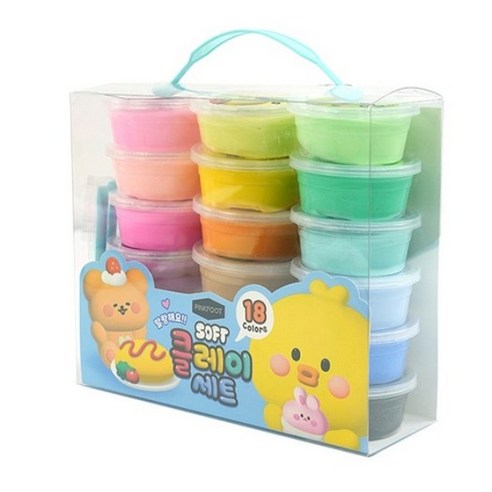 핑크풋 10000 쪼꼬미친구들 소프트 18색 유아용 클레이 세트, 혼합색상, 360g, 1세트