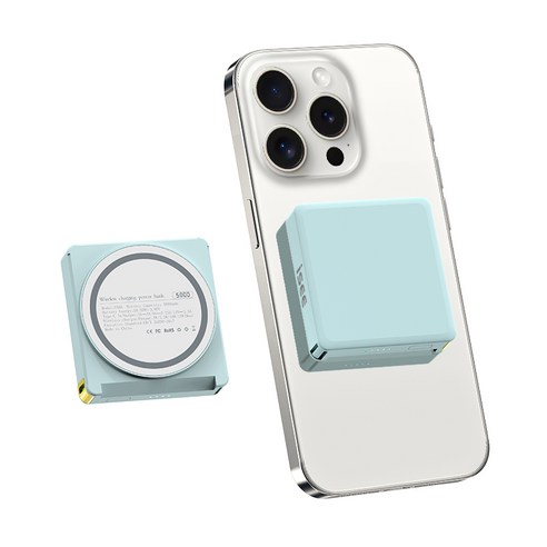 ISEE아이시 맥세이프 미니 고속 무선 보조배터리 5000mAh 20W+마그네트 링, 민트