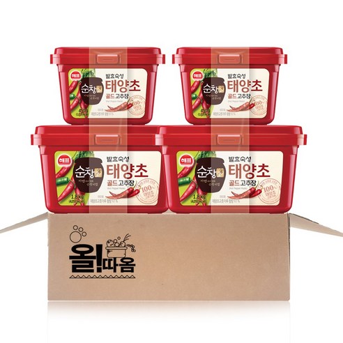 올따옴 해표 순창궁 태양초골드고추장 1.8kg+450g 2세트, 2개, 2250g