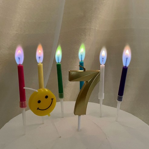 생일 무지개 불꽃 케이크초 특이한 파티초, 2개, 1.7g, 무향