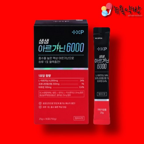 뉴욕약방 글루콤 효과 고함량 아르기닌 6000 BCAA 타우린함유 30포, 1개, 25g