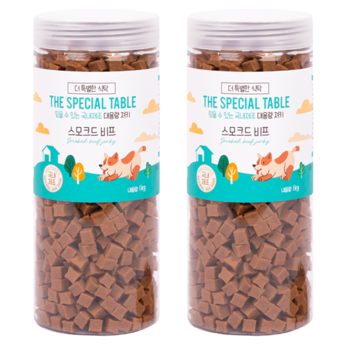 푸디 더특별한식탁 강아지 간식 프리미엄 져키, 1kg, 2개, 스모크드 비프