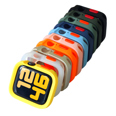 리브이즈 애플워치 호환 실리콘 범퍼 케이스 풀커버 전시리즈 울트라, 1 반투명 42mm(워치10시리즈)