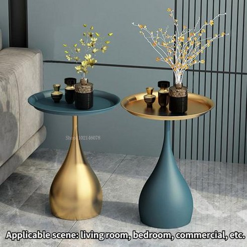 커피테이블 북유럽 라운드 모던 미니멀리스트 아이언 아트 사이드 스토리지 단철 주방 액세서리 메사, 2)A  40X40X60 CM