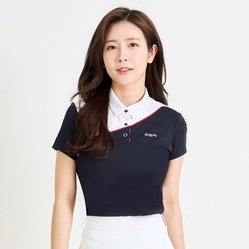 PGR 골프 여성 사선배색 반팔 티셔츠 GT-4300 여자 카라 골프복 골프웨어