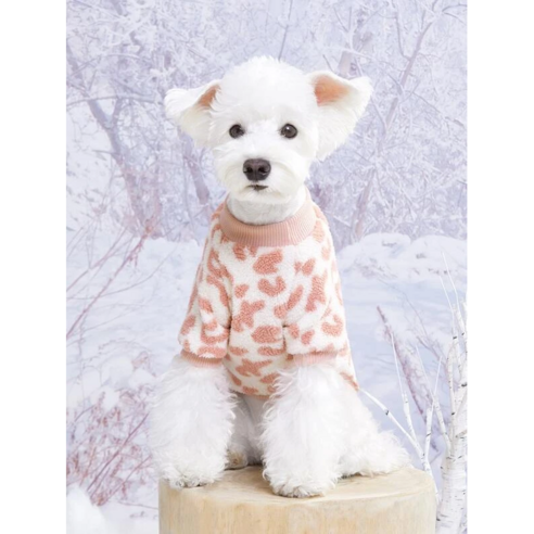 Meowgic개 가을 겨울 옷 표범 무늬 스웨터, 핑크 레오파드 프린트
