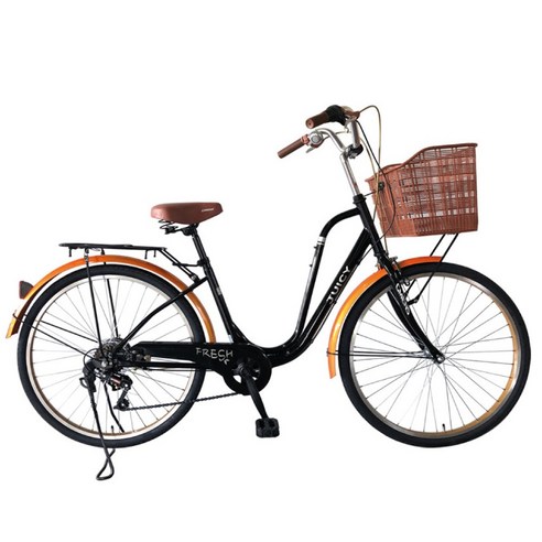 [지멘스 자전거] 여성 자전거 Fresh 클래식 24인치 26인치 7단변속 스테인리스볼트 알루미늄 핸들 자전거 [100% 조립완료], 민트