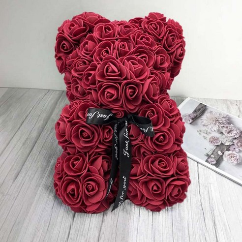 [LOVE MQ] 25cm 빨간 곰 인공 비누 장미 Teddi 곰 영원한 장미 꽃 크리스마스 발렌타인 선물 여자 친구 드롭 배송, 핑크