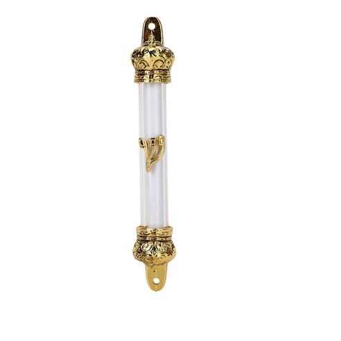 BRTAGG Mezuzah 케이스 11cm 높이 도금 및 금속 크라운 유대인의 선물 메주자 골대