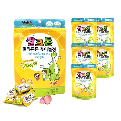 조아제약 잘크톤 멀티튼튼 츄어블정 휴대 파우치형, 15정, 6개