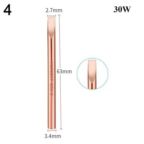 전기머리인두 전문가용매직기 볼륨 미용실 고데기 순수 구리 외부 열 납땜 인두 팁 헤드 교체 30 W 40 60W, 4.4