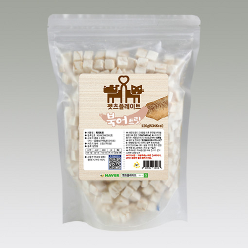 펫츠플레이트 동결건조간식 북어트릿(지퍼백), 120g, 1개, 북어맛